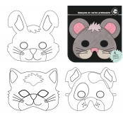 Masques enfant carton prédessiné animaux 17 x 14 cm x 12 pièces