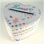 Urne coeur en carton pour cagnotte cadeau 24,5 cm