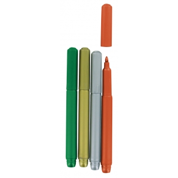 9129 - 3700443591291 - MegaCrea DIY - Marqueurs métalliques Doré Argenté Rouge et Vert