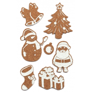 2757 - 3700443527573 - MegaCrea DIY - Sticker en liège Noël Sapin Cloche 7 pièces