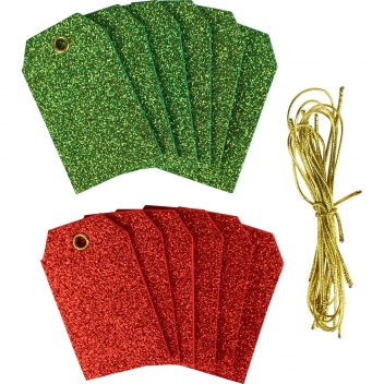 2547 - 3700443525470 - MegaCrea DIY - Etiquette Tags mousse glitter 12 pièces - 2