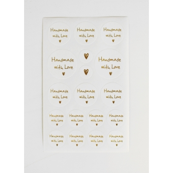 2486 - 3700443524862 - MegaCrea DIY - Stickers rond Handmade with love 2 à 5 cm 72 pièces