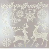 Sticker vitrostatique Blanc pailleté Renne de Noël