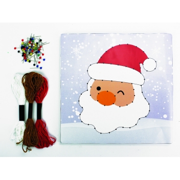 3751 - 3700443537510 - MegaCrea DIY - Kit Enfant String Art Tableau de fil tendu Père Noël - 3