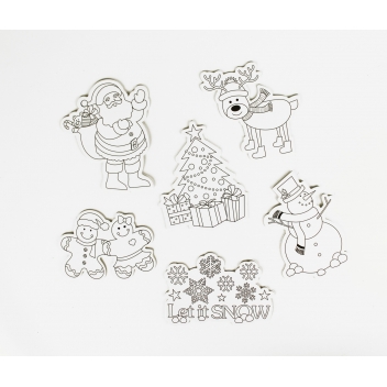 2478 - 3700443524787 - MegaCrea DIY - Décoration Noel en carton à colorier 6 pièces - 2