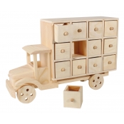 Calendrier de l'Avent camion bois 28,5x19x9,5cm