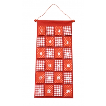 6081 - 3700443560815 - MegaCrea DIY - Calendrier de l\'Avent feutrine rouge 38,5x83cm