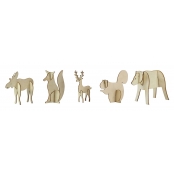 Maquette Animaux d\'hiver en bois 10,5cm 5 pièces