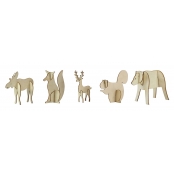 Maquette Animaux d'hiver en bois 10,5cm 5 pièces