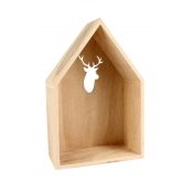 Etagère en bois Maison avec découpe cerf 23,5x15x8 cm