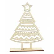 Sapin de Noel en bois ciselé à monter 15x10,5x3 cm