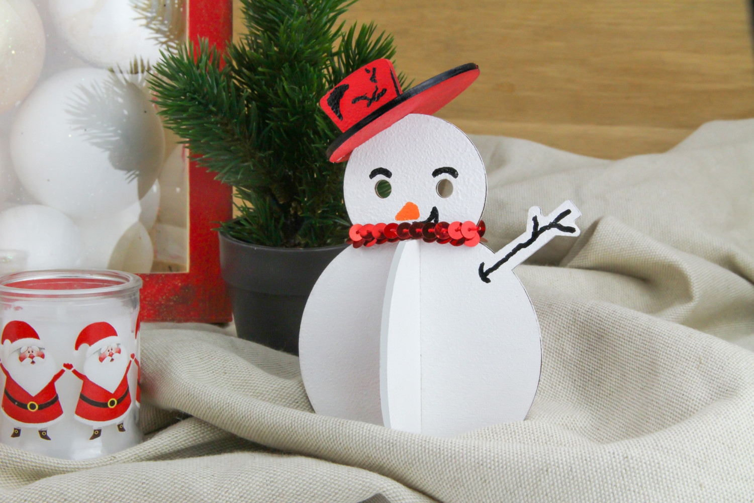 Bonhomme De Neige En Bois à Faire Soi même Bonhomme de neige en bois à assembler 13x8,5x0,3 cm - MegaCrea DIY ref 7184