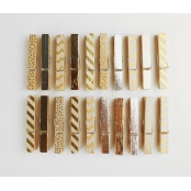 Pince à linge en bois doré et argenté 7,3 cm 20 pièces