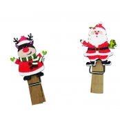 Pince à linge en bois Père Noël et Rennes 4cm 10 pièces