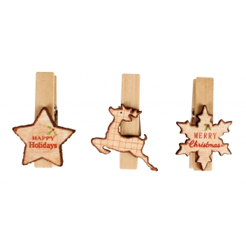 2721 - 3700443527214 - MegaCrea DIY - Pince à linge tranche de bois 6 pièces