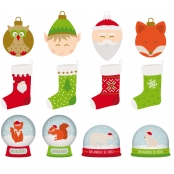 Embellissements en bois peint Méga pack Noël 24 pièces