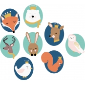 Embellissements en bois peint Médaillon animaux 8 pièc.