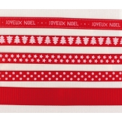 Rubans de Noël en coton 1 à 1,5 cm 5 pièces