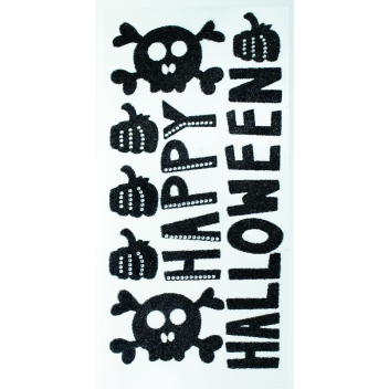 3645 - 3700443536452 - MegaCrea DIY - Stickers pailletés noir Halloween 2,5 à 6 cm 8 pièces - 2
