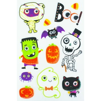 3648 - 3700443536483 - MegaCrea DIY - Stickers Halloween 2 à 9 cm 12 pièces