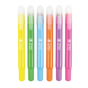 4265 - 3700443542651 - MegaCrea DIY - Crayon de cire pour Enfant Couleur fluo 6 pièces