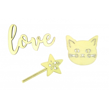 3953 - 3700443539538 - MegaCrea DIY - Embellissement scrap et déco en bois Chaton 4 à 6 cm 3 pièces - 4