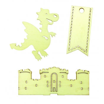 3955 - 3700443539552 - MegaCrea DIY - Embellissement scrap et déco en bois Dragon 6 à 7,5 cm 3 pièces - 4