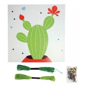 Tableau de fil tendu String Art Cactus 21 x 21 cm