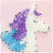 Tableau de fil tendu String Art Licorne 21 x 21 cm