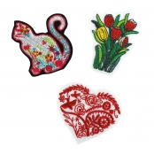 Patch brodé Fleurs 4 à 5,2 cm 3 pièces