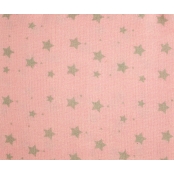Coupon de tissu DIY - Etoile rose et taupe 50 x 140 cm
