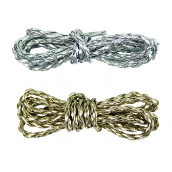 4853 - 3700443548530 - MegaCrea DIY - Cordon tressé en simicuir Doré et Argenté 3 mm x 1 m 2 pièces