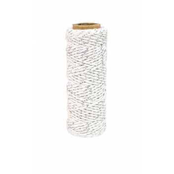 4916 - 3700443549162 - MegaCrea DIY - Ficelle Cordelette en coton Bicolore argenté et blanc 2 mm x 30 m