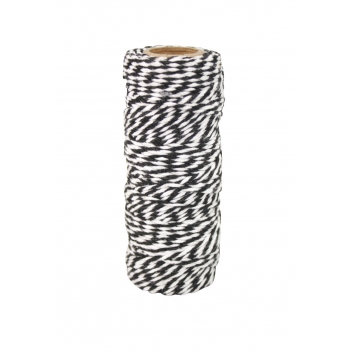 4918 - 3700443549186 - MegaCrea DIY - Ficelle Cordelette en coton Bicolore noir et blanc 2 mm x 30 m