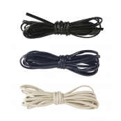 Cordon en cuir synthétique Bleu beige et noir 3 mm x 1,5 m 3 pièces