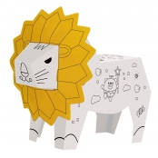 Lion en carton à monter et à colorier avec cri de l'animal et lumières