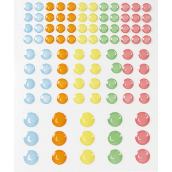 3993 - 3700443539934 - MegaCrea DIY - Sticker epoxy rond pastel 0,5 à 1 cm x 95 pièces
