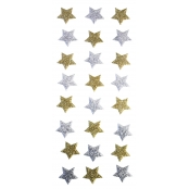 Sticker étoile pailletée argent, Doré 18 mm x 24 pièces