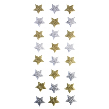 4966 - 3700443549667 - MegaCrea DIY - Sticker étoile pailletée argent, Doré 18 mm x 24 pièces