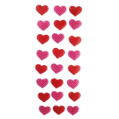 Sticker coeur à facette rose, rouge 1,8 x 1,5 cm x 24 pièces