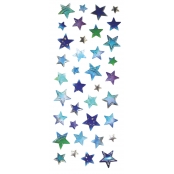 Stickers époxy étoiles bleues 9 à 18 mm x 37 pièces