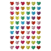 Sticker époxy coeur couleurs assorties 12 x 10 mm x 60 pièces