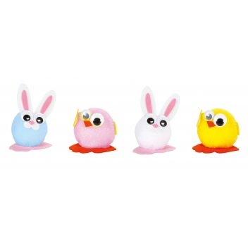 3941 - 3700443539415 - MegaCrea DIY - Maxi pack créatif Pâques pour enfant 24 animaux pompon à faire