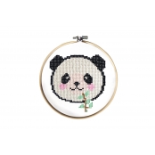 Kit Diamond Painting pour enfant Panda : tambour à broder + strass