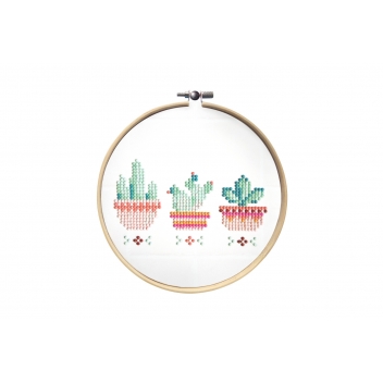 3991 - 3700443539910 - MegaCrea DIY - Kit Diamond Painting débutant Cactus : tambour à broder + strass
