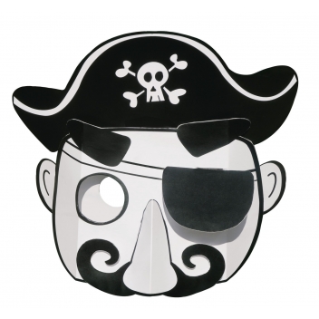 4844 - 3700443548448 - MegaCrea DIY - Masque enfant 3D carte forte capitaine pirate à colorier et à monter