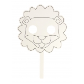 Masque enfant lion à décorer Batonnet inclus x 4 pièces