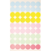 Gommettes rondes Couleurs pastel 1,5 cm 4 planches