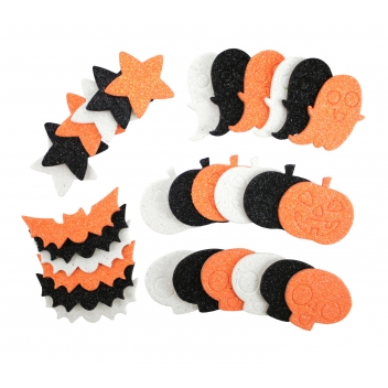 3893 - 3700443538937 - MegaCrea DIY - Sticker Halloween mousse pailletée 3 à 5 cm 30 pièces - 3