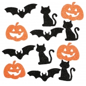 Sticker chat, citrouille, chauve-souris mousse 2,5 à 4,5 cm 24 pièces
